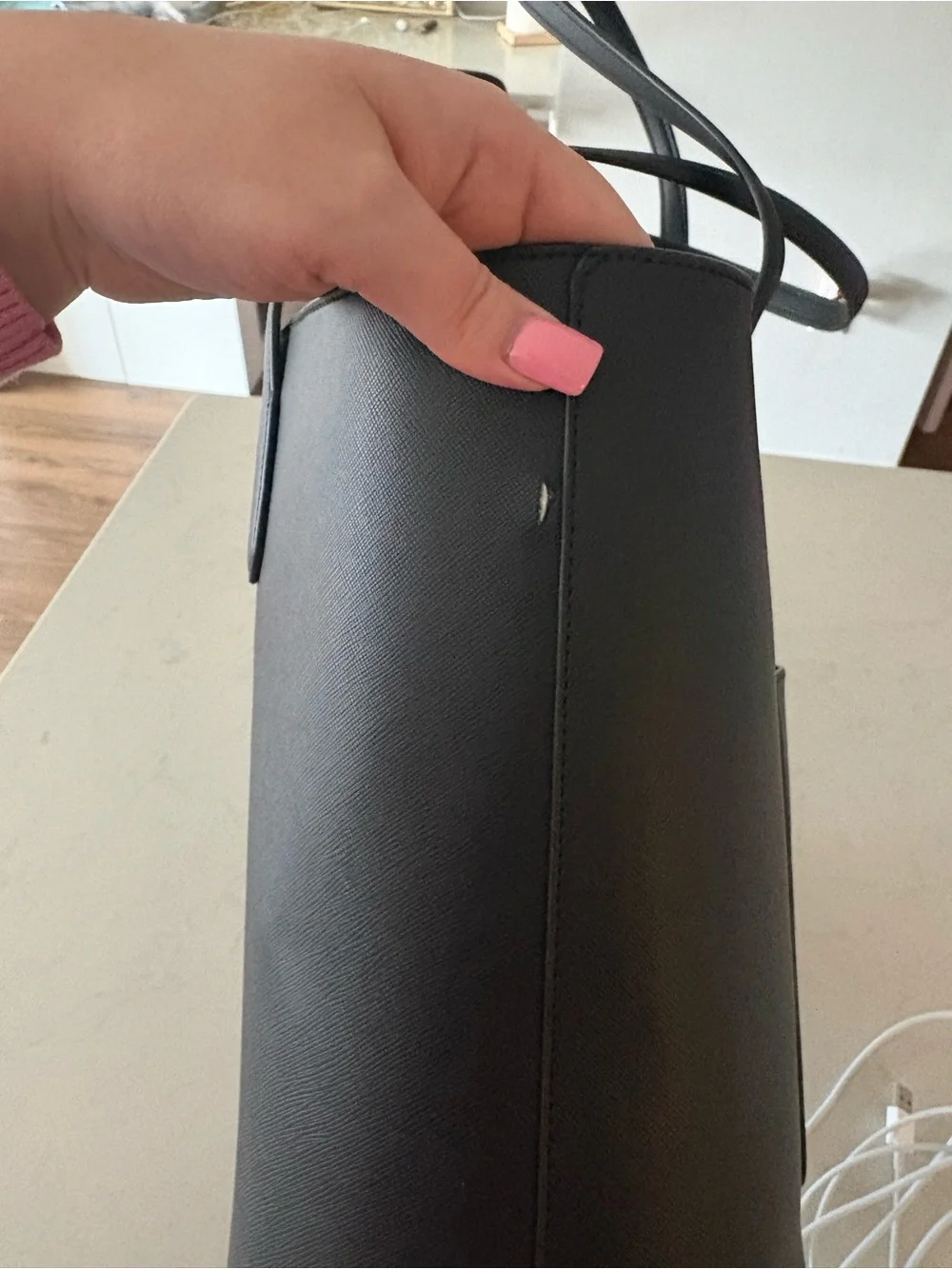 kate spade Black Leather Tote with Front Pocket